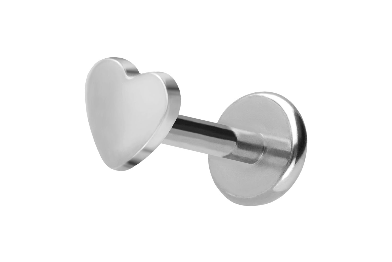 Titan Labret Piercing mit Push Fit HERZ